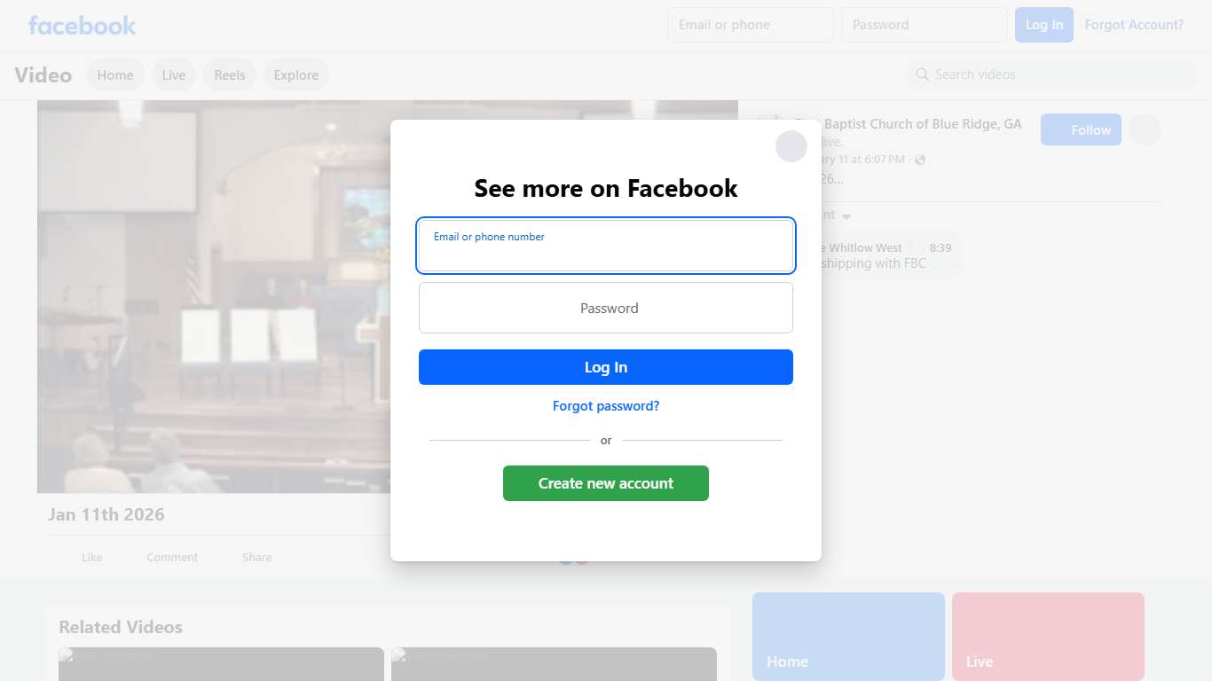 Jan 11th 2026 Evening Service First Baptist Church of Blue Ridge, GA Facebook