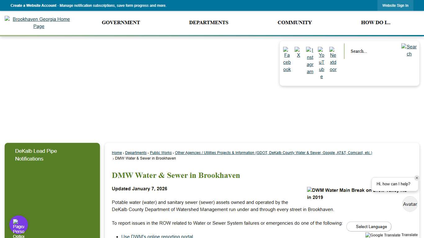 DMW Water & Sewer in Brookhaven Brookhaven, GA